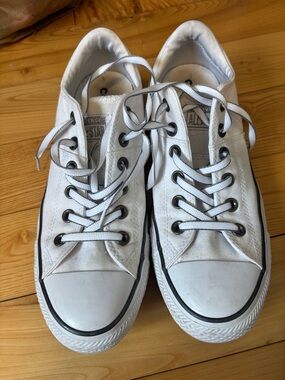 Converse White Low-Top Canvas Sneakers with Black Trim